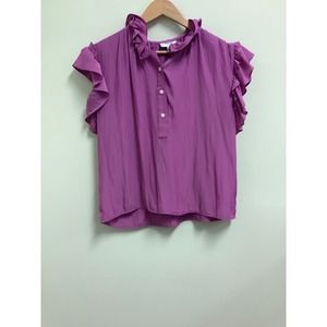 Koch Magenta Ruffled Blouse Size Medium Excellent Condition